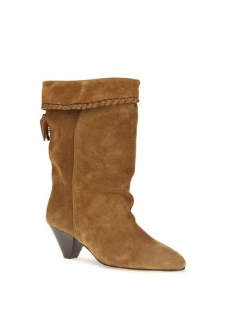 Isabel Marant Womens Draped Suede Boots Cognac Calf Leather Bos Taurus