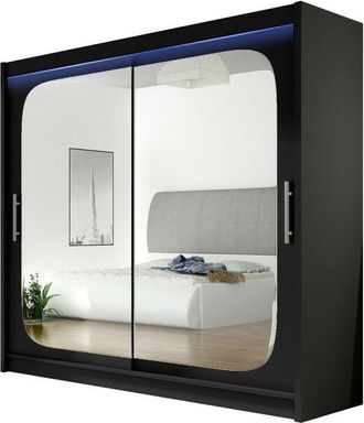 Mirjan24 Armario Closico 108, Negro, 215x180x58cm, Puertas De Armario: Correderas, N&uacute;mero De Estantes: 0, Led