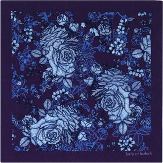 Lords of Harlech Hudson Merino Wool Handkerchief Pocket Square in Roma Floral Plum at Nordstrom