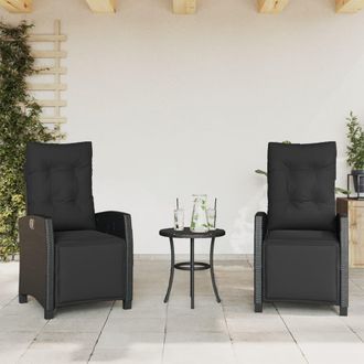vidaXL Vidaxl - Sillones Reclinables Jard&iacute;n Con Reposapi&eacute;s 2 Uds Rat&aacute;n Pe Negro