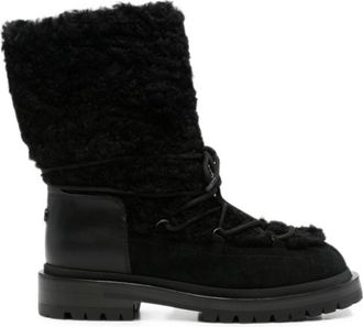 Sergio Rossi Black Textured Lace-up Boots