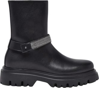 Fabiana Filippi Biker Enkellaars - Dames - Enkellaarsjes - Zwart - 37 1/2 EU - Leer - Schoenen
