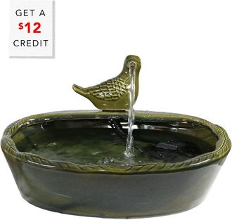 Sunnydaze Green Glazed Dove Solar Outdoor Water Fountain 7in Garden Water Feature with $12 Credit