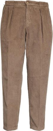 BRIGLIA 1949 Wide-Leg Velvet Pants With Double Pleats