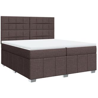 vidaXL Vidaxl - Cama Box Spring Con Colch&oacute;n Tela Marr&oacute;n Oscuro 200x200 Cm