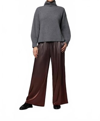 Max & Moi Basti Wide Leg Stretch Silk Pant In Gradient Chocolate