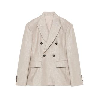 Brunello Cucinelli Double-breasted Blazer - female - Brunello Cucinelli - Blazers - Beige - XS - Jackets