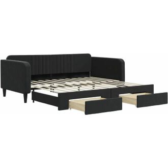 vidaXL Sof&aacute; Cama Nido Con Cajones Terciopelo Negro 100x200 Cm Vidaxl