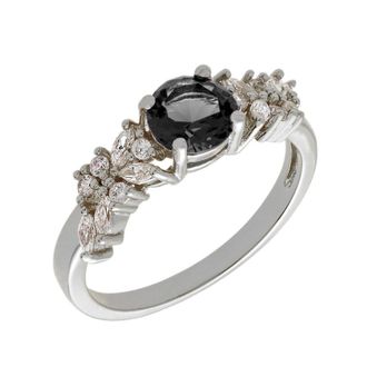 Bertha Sunglasses Juliet Collection Womens 18k White Gold Plated Black Cluster Fashion Ring Size 8