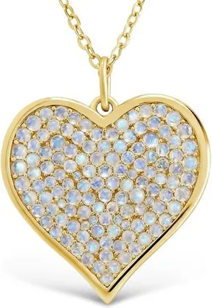 Sterling Forever Sterling Silver Moonstone Heart Pendant Necklace in Gold at Nordstrom