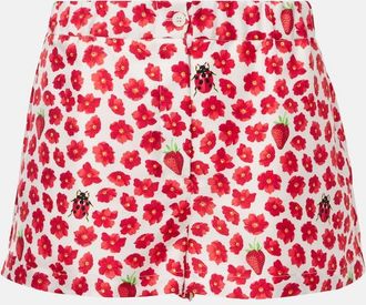Versace Shorts in twill di seta con stampa