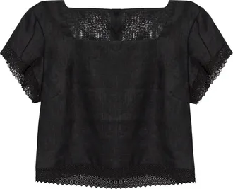 Poss&eacute; Posse, Dames, Blouses & Shirts, Zwart, Maat: M Linnen