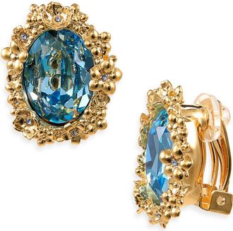 Oscar De La Renta Oval Medallion Stud Earrings in Aqua at Nordstrom