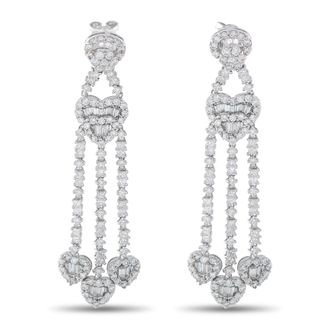 Luxury Bazaar 18K White Gold 3.60 ct Diamond Heart Drop Earrings MF29-011626
