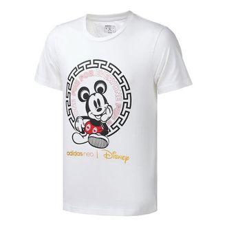 adidas neo x Disney Crossover Mickey Mouse Printing Sports Round Neck Short Sleeve White GE7775
