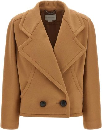 Stella McCartney Pure Wool Short Coat - Dames - Mantel - Beige - XS - Wol - Jassen