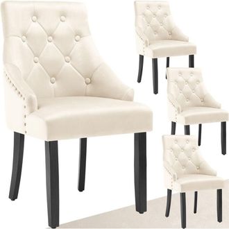 TecTake Sedia per sala da pranzo Everdeen, effetto velluto, trapuntata - Sedia, Sedia da pranzo, Sedia da soggiorno - Set di 4