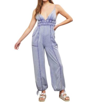 Mustard Seed Woven Jumpsuit In Slate Grey