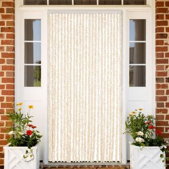 vidaXL Vidaxl - Cortina Antimoscas Chenilla Beige Y Blanco 100x230 Cm