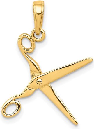 Diamond2Deal 14k Gold 3-D Moveable Scissors Pendant