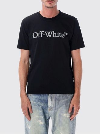 Off-white T-shirt a maniche corte in cotone con stampa logo a contrasto
