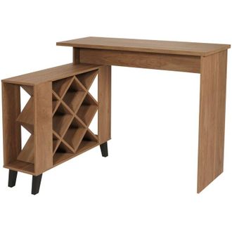 Hhg nunca usado] Mesa de bar 621, mesa de bar estante para vinos armario para vinos, compartimentos de almacenamiento 93x120x98cm, marrón