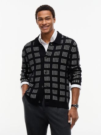 Tommy Hilfiger Mens New York Label Wool-Blend Polo Cardigan - Black - XL