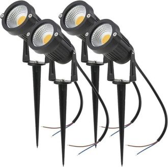 OEM Juego De 4 Focos Led Cob De 5w Y 220v, Focos De Jard&iacute;n Ajustables Con Estacas, Iluminaci&oacute;n Exterior Para Jard&iacute;n Y Terraza (blanco C&aacute;lido)