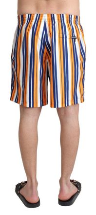 Dolce & Gabbana Mens Multicolor Striped Beachwear Swimshorts Polyester Clothing