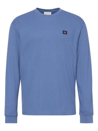 Calvin Klein long-sleeve logo-patch sweater - men - Fabric - S - Blue