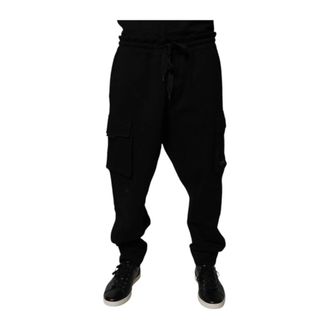 Dolce & Gabbana Sweatpants, male, Black, Size: 3XL Black Cargo Jogger Sweatpants with Drawstring
