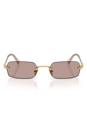 Miu Miu 52mm Rectangular Sunglasses in Gold /Light Purple Brown at Nordstrom