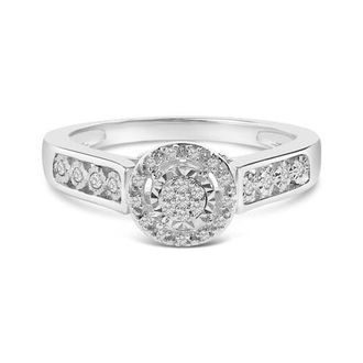 House of Brilliance Sterling Silver Diamond Accent Round Cluster Halo Ring at Nordstrom