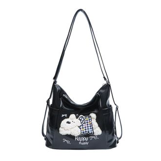 Generic PU Leather Tote Bag Adjustable Underarm Bag Backpack for Women Travel (Black)