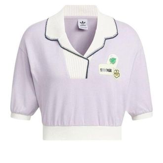 adidas (WMNS) adidas Original Summer Holiday Graphic Play Polo Shirt Asia Sizing Purple White IW6301