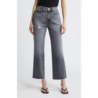 Frame Denim Le Jane Raw Hem High Waist Ankle Wide Leg Jeans in Zurich at Nordstrom Rack, Size 33