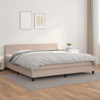 vidaXL Cama Box Spring Con Colch&oacute;n Cuero Sint&eacute;tico Capuchino 200x200cm Vidaxl