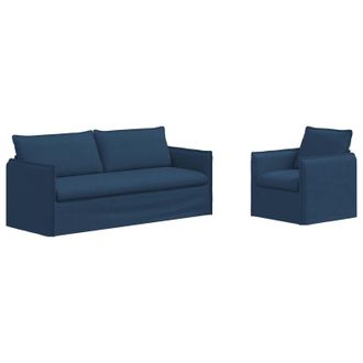 vidaXL Juego De Sof&aacute; 2 Uds. Azul Tela Vidaxl