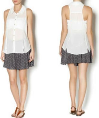 Free People Tank Collar Buttondown In Ivory