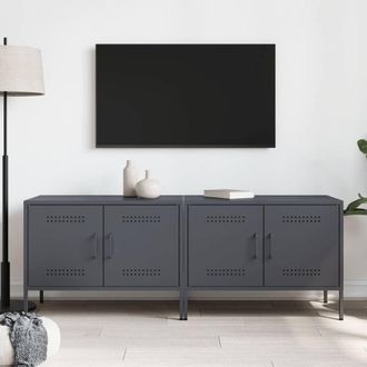 Berkfield Home TV Cabinets 2 pcs Anthracite 68x39x50.5 cm Steel in Dark Grey