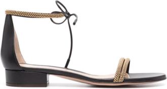 Gianvito Rossi Zwarte leren sandalen met applicatiedetails - Dames - Sandalen - Zwart - 36 1/2 EU - Leer - Schoenen