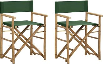 vidaXL Vidaxl - Sillas De Director Plegables 2 Piezas Bamb&uacute; Y Tela Verde