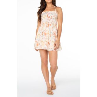 Roxy Magnolia Halter Mini Sundress in Parchment at Nordstrom, Size X-Small