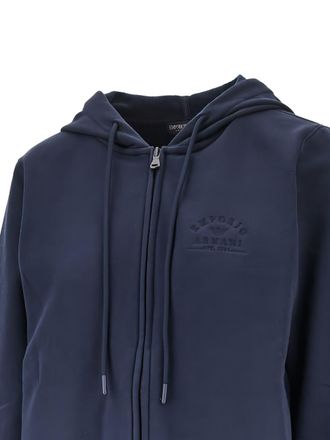 Emporio Armani Embroidered Logo Hoodie - Navy
