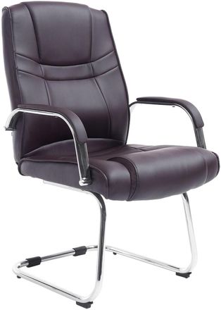 Clp Silla con patas de metal y asiento en simil cuero marr&oacute;n