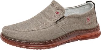 Generic Fashion Spring Summer Men Casual Shoes Flat Bottom Thick Sole Non Slip Solid Canvas Upper Slip On Comfortable and (Coffee, 7.5)-2