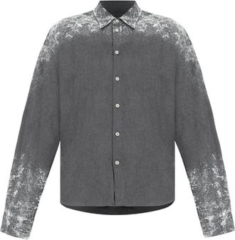 Dsquared2 Vintage-Effect Shirt - Heren - Casual Overhemden - Grijs - XL - Katoen - Overhemden