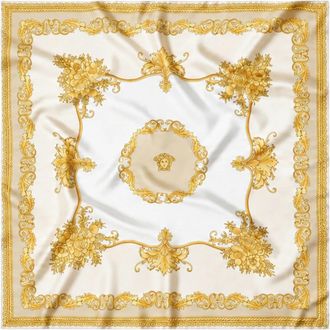 Versace Foulard 90x 90 - Dames - Zijden sjaals - Beige - ONE Size - Leer - Accessoires