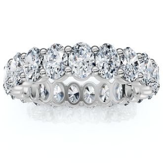 Pompeii3 3Ct Oval Diamond Eternity Wedding Ring 14k Gold Lab Grown