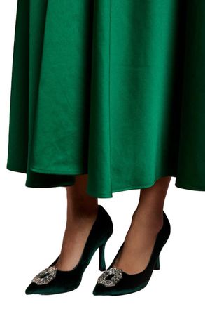 Coast Wide Fit Livvy Velvet Brooch Detail High Heel Stiletto Court Shoes, 5, Emerald